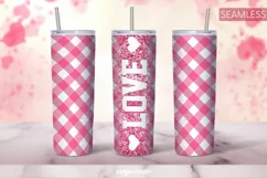 Rosy Buffalo Plaid Tumbler Wrap | Valentines | Skinny 20 oz Product Image 1