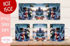 Christmas snowman mug sublimation wrap PNG 11oz 15oz Product Image 3
