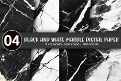 Black and White Marble Digital Paper Product Image 1
