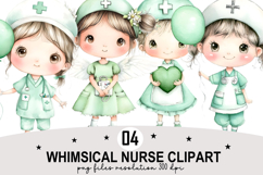 Whimsical Nurse PNG Clipart png Watercolor Clipart png Product Image 1