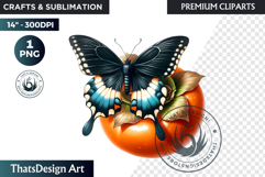 Vibrant Butterfly with Fruit PNG, Tropical Summer Clipart Product Image 1