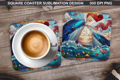 Dolphins Coaster Sublimation, Christmas Coaster PNG Design Product Image 1