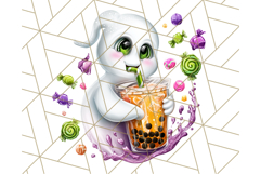 Ghost Café PNG Clipart, Cute Ghost Baristas Halloween Treats Product Image 4