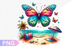 Summer Butterfly Sublimation - Clipart PNG Design Product Image 1