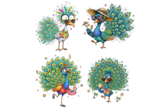 Whimsical Summer Peacock Clipart Product Image 2