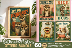 Bathroom funny otters posters, Retro 60 Posters JPG Bundle Product Image 17