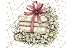 Christmas Book Clipart, Festive Reading PNG Illustrations Product Image 4