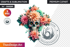 Floral Day of Dead Crosses Clipart Sugar skull PNG catrina Product Image 1