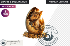 Cute Baby Dragon in a egg Clipart, dragon egg, Fantasy PNG Product Image 1