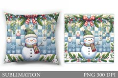 Cute Snowman Pillow Design. Christmas Pillow Sublimation Product Image 1
