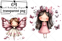 Whimsical Girl Butterfly Clipart Watercolor PNG Product Image 1