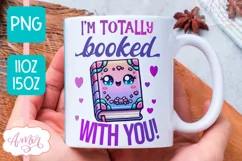 Valentines mug wrap PNG for book lovers, Book nerd mug Product Image 1