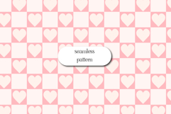 Soft Pink Heart Checkerboard Seamless Valentine Pattern Product Image 1
