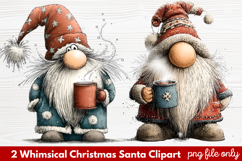 2 Whimsical Christmas Santa Clipart | Cute Santa PNG Product Image 1