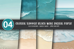 Coastal Summer Beach Wave Digital Paper Product Image 1