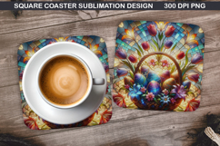 Flower Coaster Sublimation, Easter Coaster PNG Design Product Image 1
