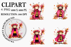 Whimsical Halloween Bee Clipart Watercolor PNG Product Image 1