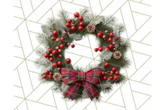 Christmas Wreath Clipart, Holiday Greenery PNG Illustrations Product Image 4