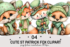 Cute St Patrick Fox Clipart png Watercolor png Product Image 1