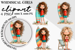 Whimsical Summer Girl Clipart Watercolor Png Product Image 1