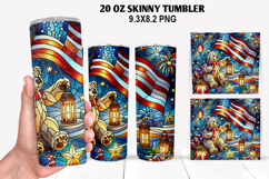 Bears Skinny Tumbler 20oz Wrap Design,4th of july Tumble PNG Product Image 1