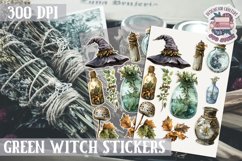 Witch sticker Sheet Green Magic Props Spell Herbs Halloween Product Image 1