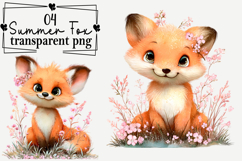 Whimsical Summer Fox Clipart Watercolor PNG Product Image 1