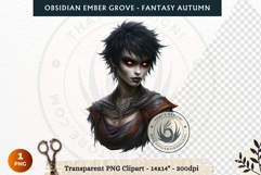 Dark Autumn Fantasy Clipart PNG for RPG Obsidian Ember Grove Product Image 1