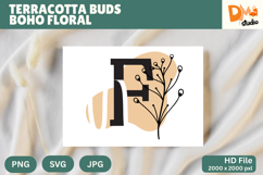 Terracotta Buds Boho Floral Monogram Product Image 1