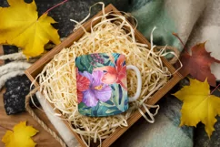 Colorful Watercolor Flowers Tropical Coffee Mug Design Product Image 7
