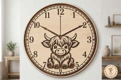 Highland Cow Wall Clock SVG | Laser Cut Clock File Product Image 1