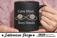 Calm Mind Busy Hands Minimalist Crochet Mug Design Product Image 1