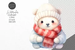 Christmas clipart, Polar bear clipart, Winter sublimation Product Image 1