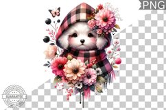 Dog With Flowers Sublimation - Clipart PNG Design Product Image 1