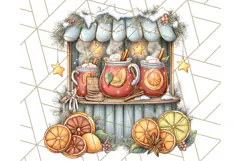 Cozy Christmas Market Stall Clipart PNG, Holiday Art Png Product Image 4