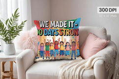100 days of school Pillow Design, Teacher PNG Sublimation Product Image 1