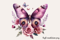 Butterfly Flowers Clipart PNG Product Image 1