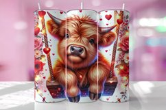 Valentine's Day Highlabnd Cow Tumbler Wrap Sublimation Desig Product Image 1