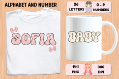 Baby Girl Alphabet PNG Cute Baby Letters &amp; Numbers 300 DPI Product Image 6