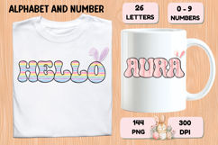 Watercolor Stripes Doodle Alphabet PNG Retro Letters 300 DPI Product Image 6