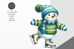 Christmas clipart, Snowman clipart, Winter sublimation Product Image 1
