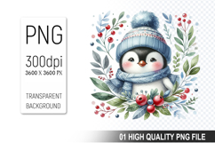 Christmas Penguin Clipart PNG, Festive Penguin Sublimation Product Image 1