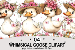 Whimsical Goose Clipart Watercolor png Product Image 3