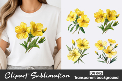 Yellow Watercolor Flowers Clipart PNG Product Image 1