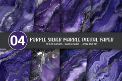 Purple Silver Marble Digital Paper Product Image 1