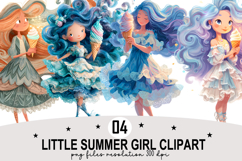 Little-Summer Girl Clipart Watercolor PNG Product Image 1