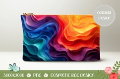 Colorful Waves Cosmetic Bag, Abstract Cosmetic Bag Print Product Image 1