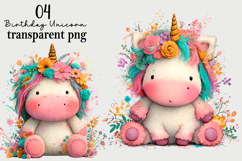 Whimsical Birthday Unicorn PNG Clipart Watercolor PNG Product Image 1