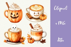 Pumpkin Spice Latte PNG Halloween Ghost Cafe Clipart Product Image 1