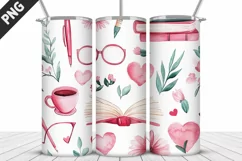 Book And Flowers Tumbler Design| Valentine Tumbler Wrap Product Image 5